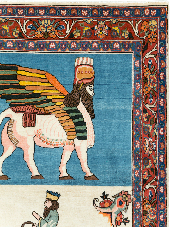 Vintage Pictorial Bakhtiari Rug, No.29084 - Gss