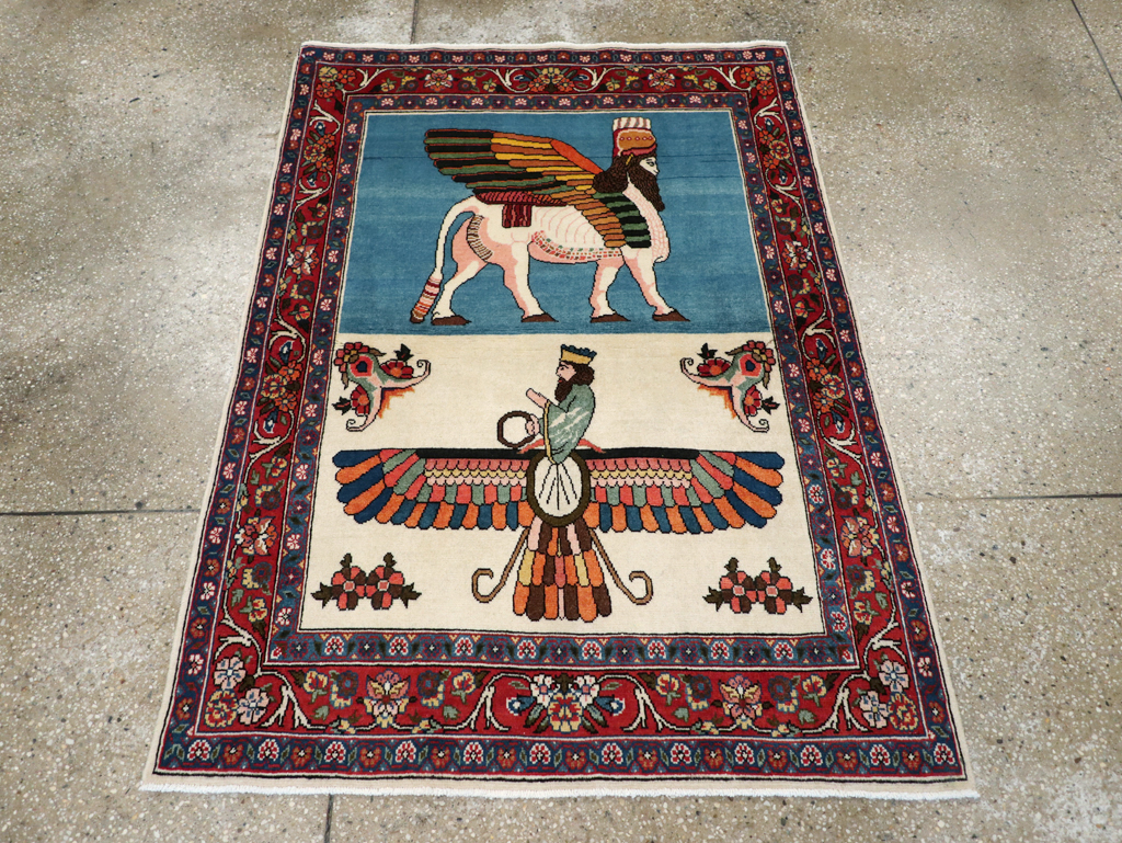 Vintage Pictorial Bakhtiari Rug, No.29084 - Gss