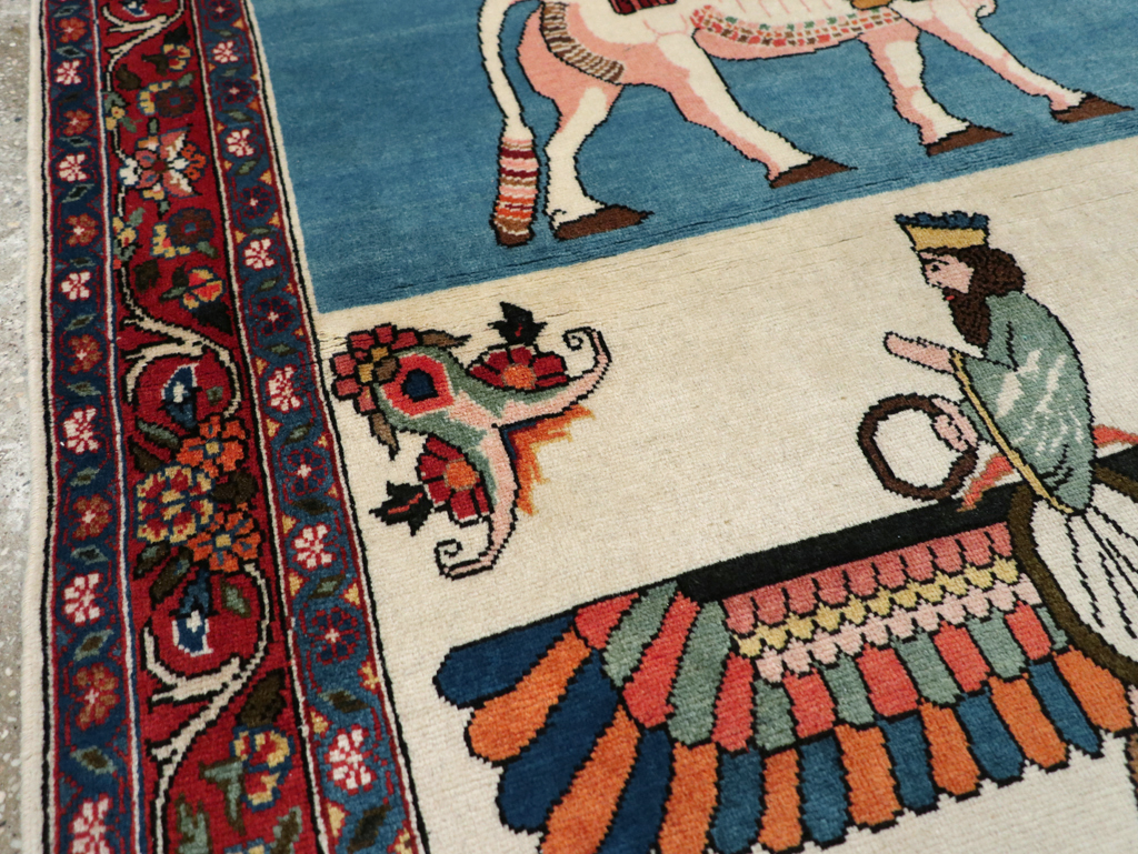 Vintage Pictorial Bakhtiari Rug, No.29084 - Gss