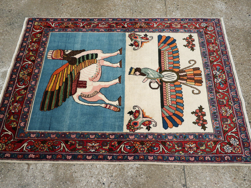 Vintage Pictorial Bakhtiari Rug, No.29084 - Gss