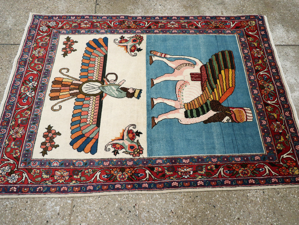 Vintage Pictorial Bakhtiari Rug, No.29084 - Gss