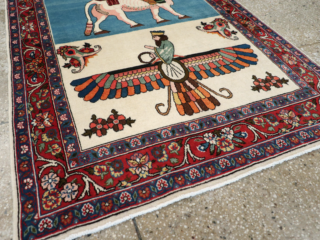 Vintage Pictorial Bakhtiari Rug, No.29084 - Gss