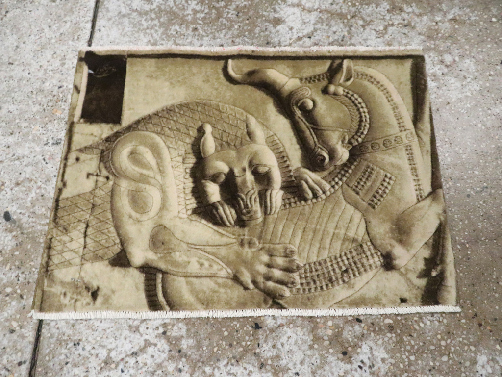 Vintage Persian Tabriz Pictorial Rug, No.29089 - Gss