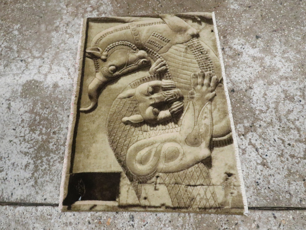 Vintage Persian Tabriz Pictorial Rug, No.29089 - Gss