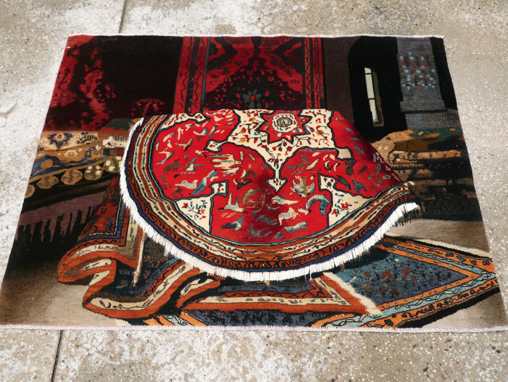 Vintage Persian Tabriz Pictorial Rug, No.29090 - Gss