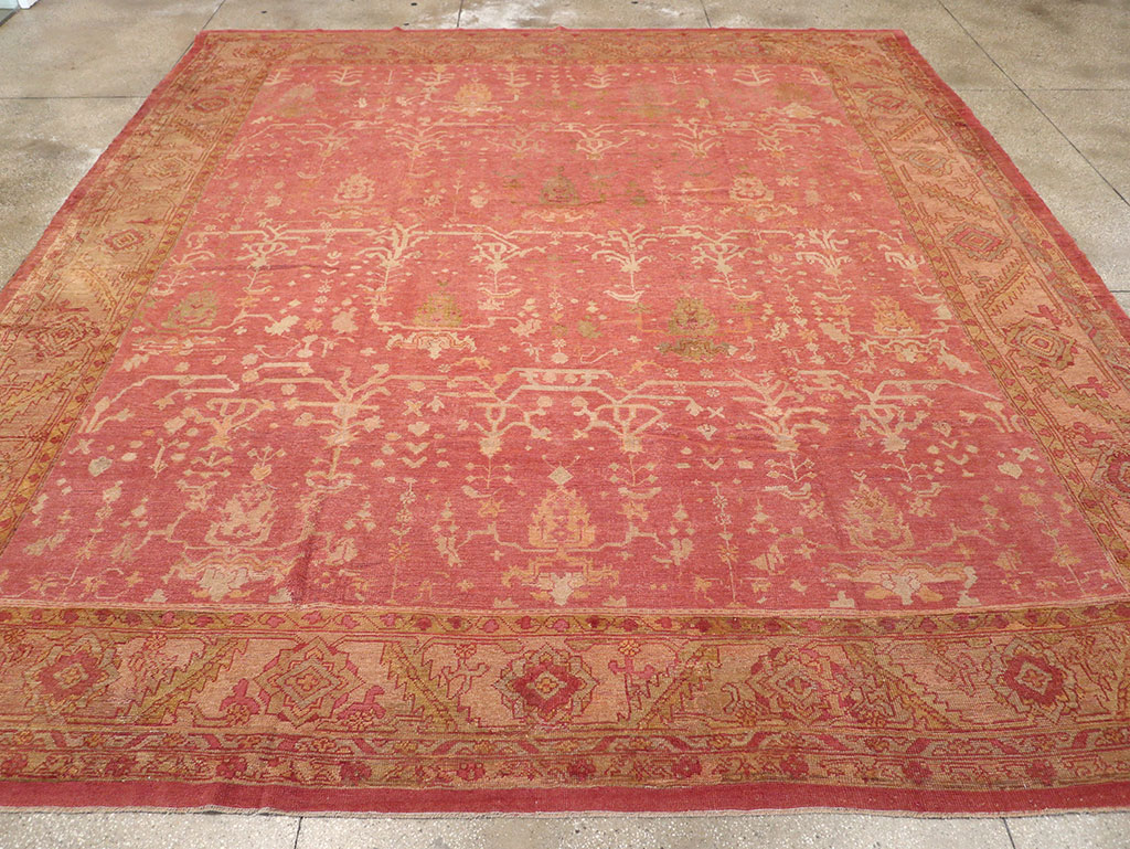 Antique Turkish Oushak Large Square Room Size Carpet, No.29099 - Gss