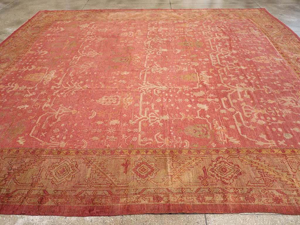 Antique Turkish Oushak Large Square Room Size Carpet, No.29099 - Gss
