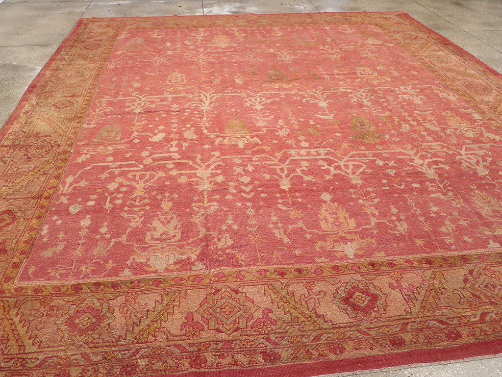 Antique Turkish Oushak Large Square Room Size Carpet, No.29099 - Gss
