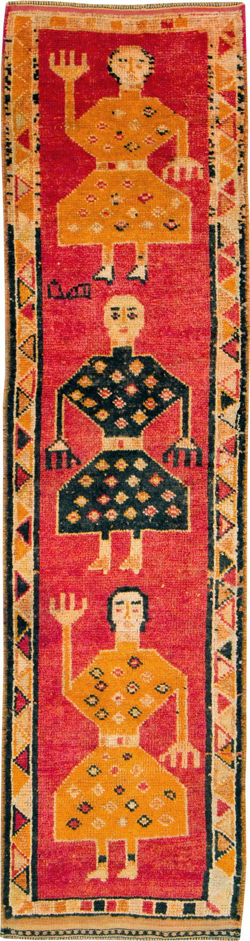 Vintage Turkish Anatolian Pictorial Runner, No.29102 - Gss