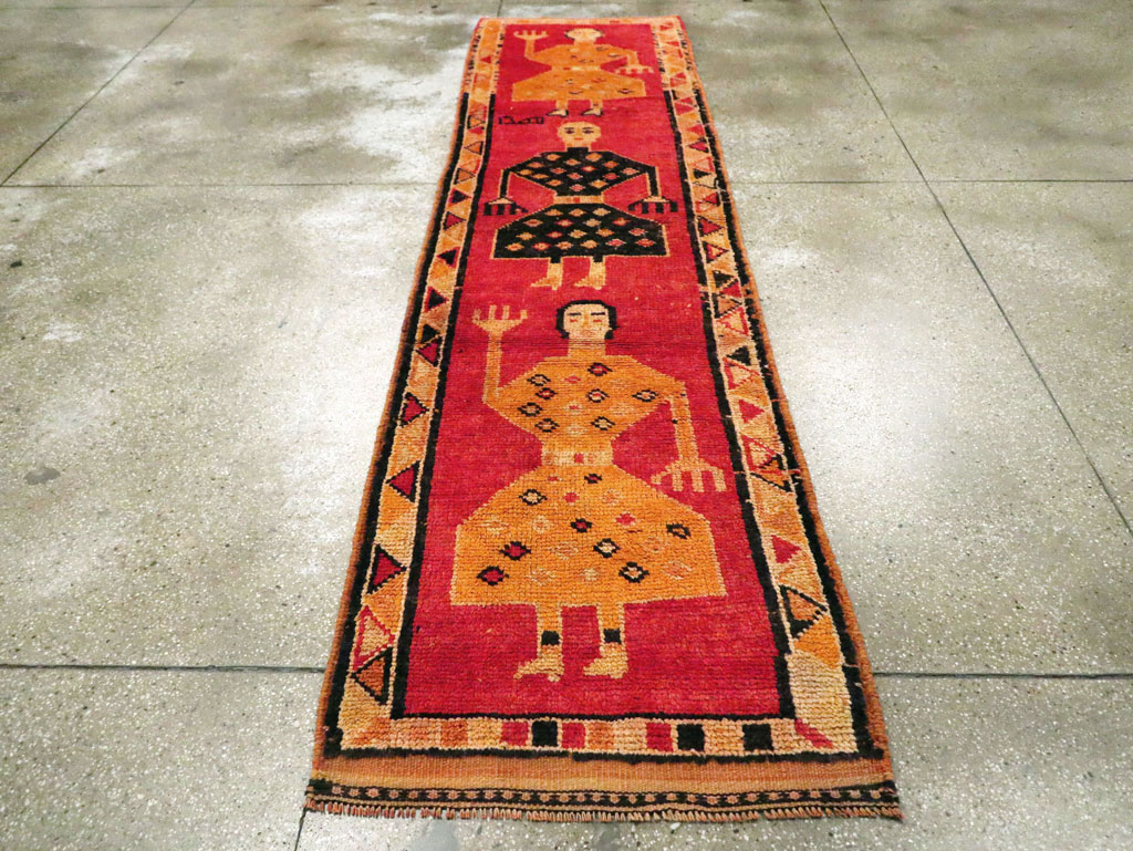 Vintage Turkish Anatolian Pictorial Runner, No.29102 - Gss