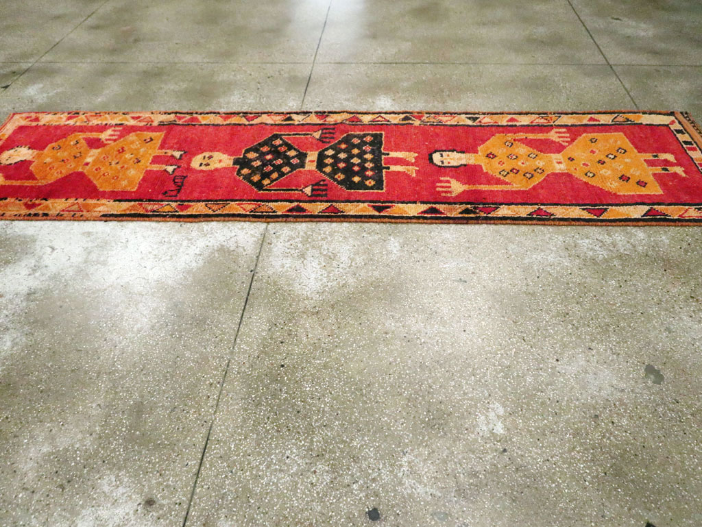 Vintage Turkish Anatolian Pictorial Runner, No.29102 - Gss