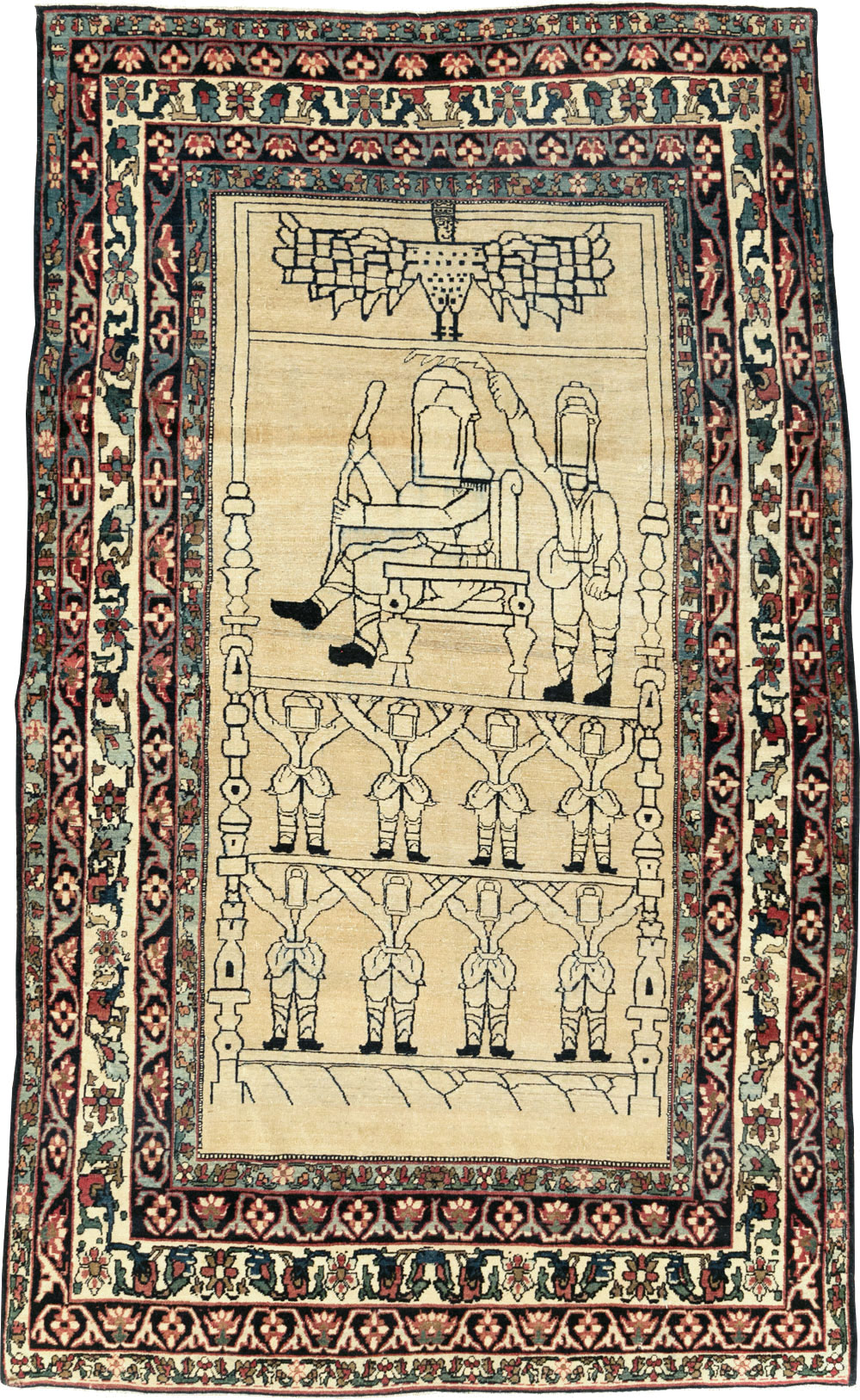 Antique Lavar Kerman Pictorial Rug, No.29105 - Gss