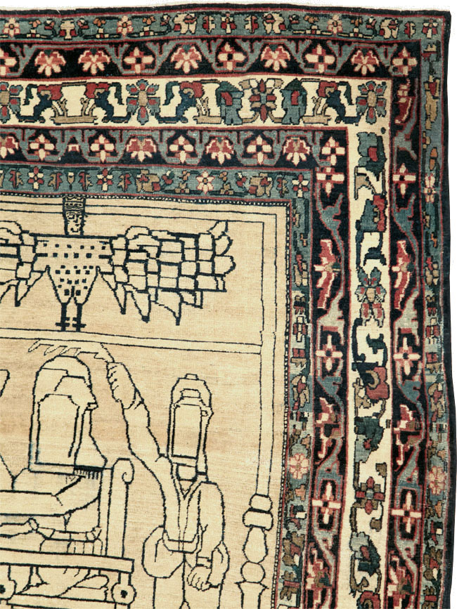 Antique Lavar Kerman Pictorial Rug, No.29105 - Gss