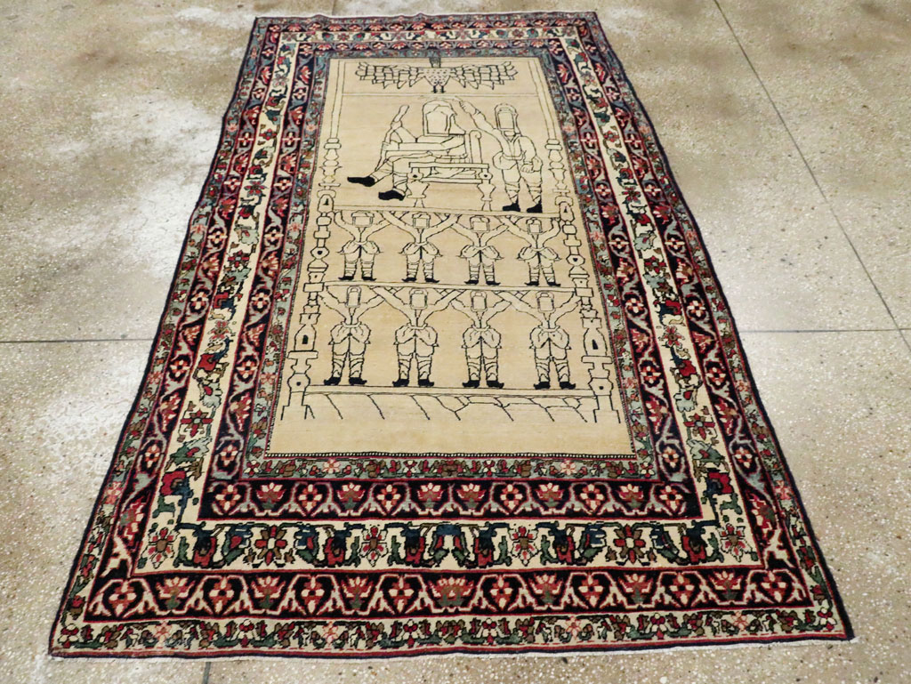 Antique Lavar Kerman Pictorial Rug, No.29105 - Gss