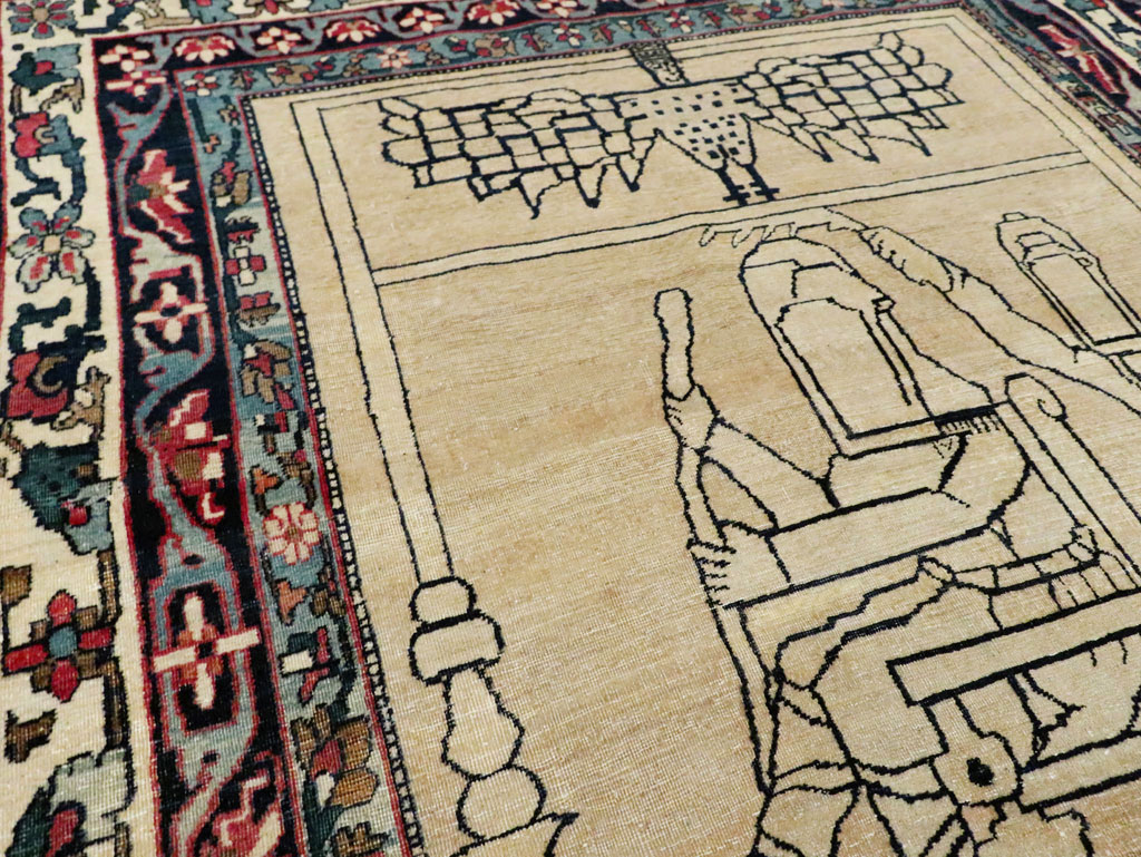 Antique Lavar Kerman Pictorial Rug, No.29105 - Gss