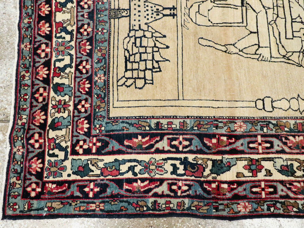 Antique Lavar Kerman Pictorial Rug, No.29105 - Gss
