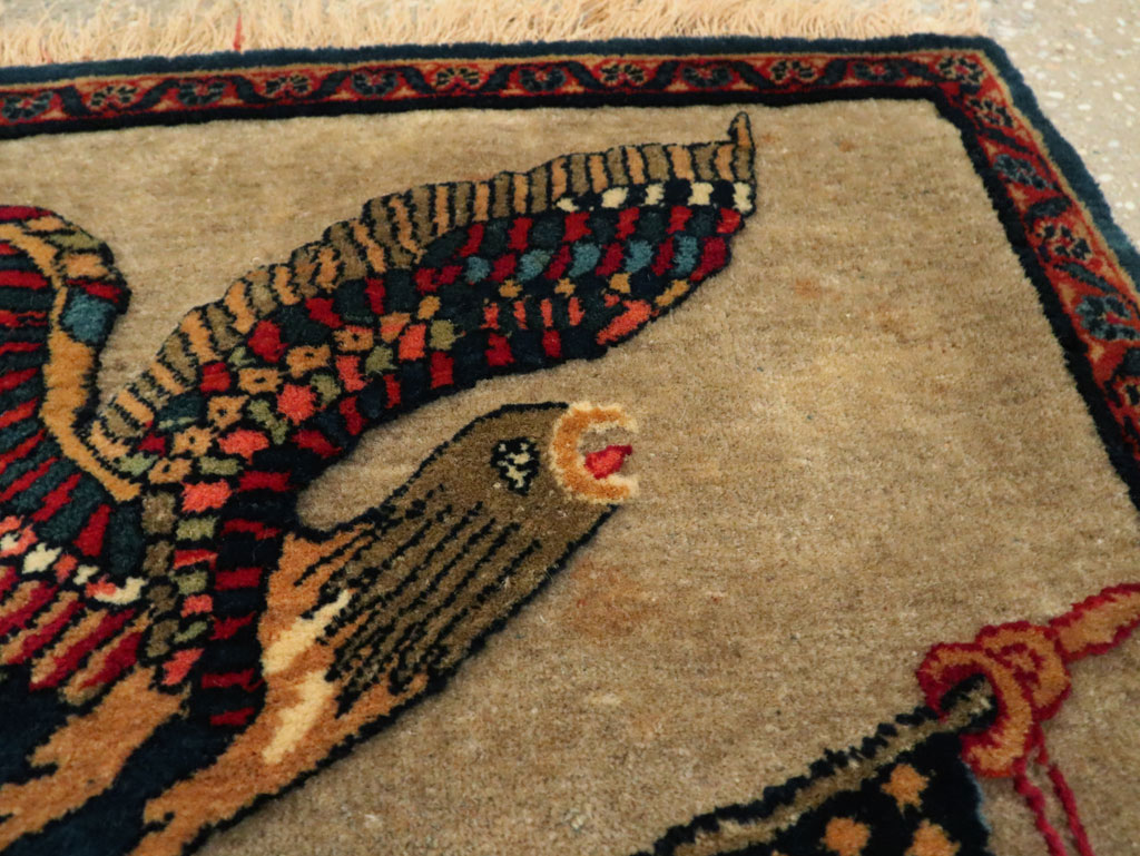 Antique Persian Kashan Flag Pictorial Rug, No.29111 - Gss