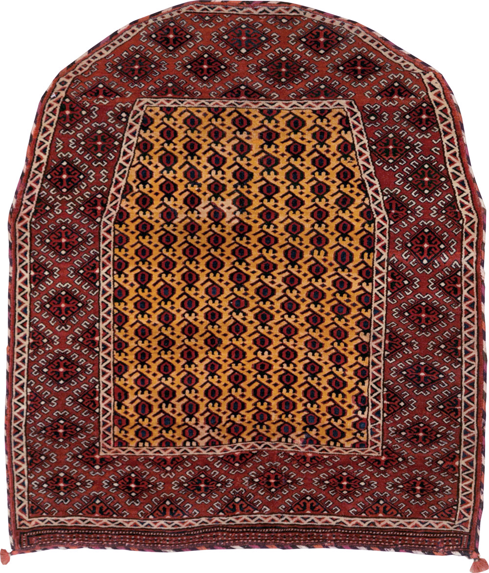 Vintage Central Asian Turkoman Tribal Throw Rug, No.29113 - Gss