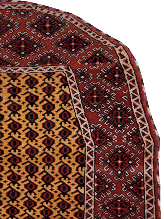 Vintage Central Asian Turkoman Tribal Throw Rug, No.29113 - Gss