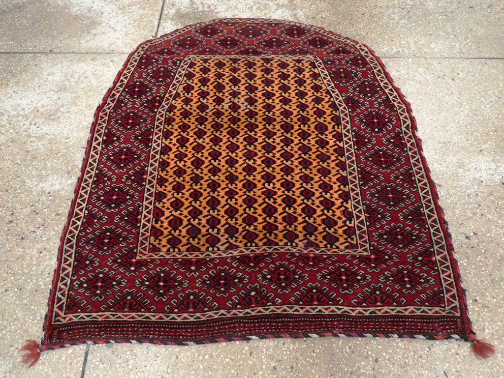 Vintage Central Asian Turkoman Tribal Throw Rug, No.29113 - Gss