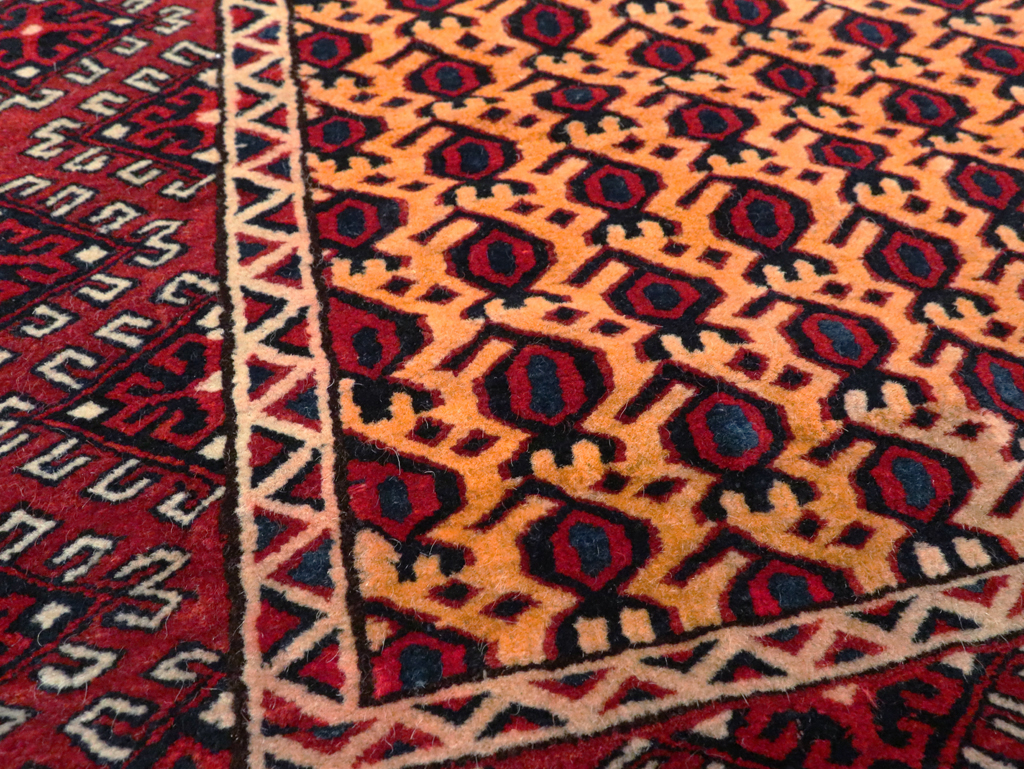 Vintage Central Asian Turkoman Tribal Throw Rug, No.29113 - Gss