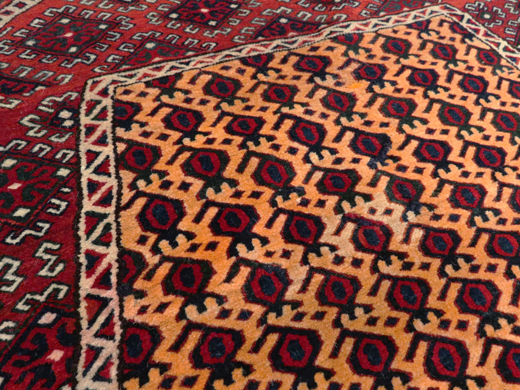 Vintage Central Asian Turkoman Tribal Throw Rug, No.29113 - Gss
