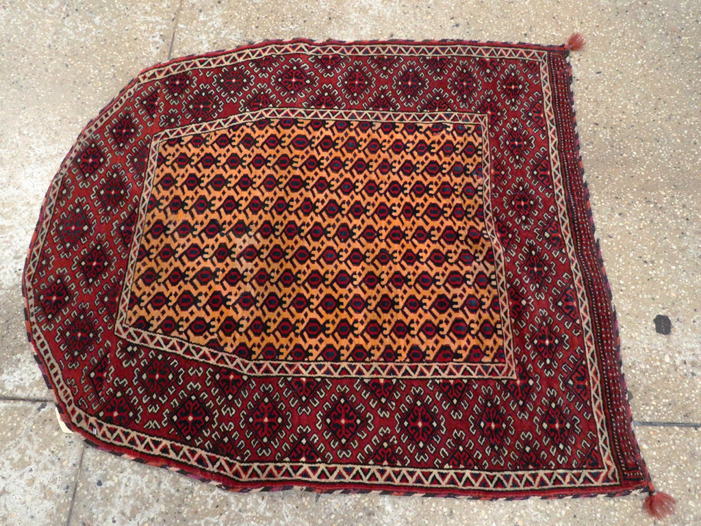 Vintage Central Asian Turkoman Tribal Throw Rug, No.29113 - Gss