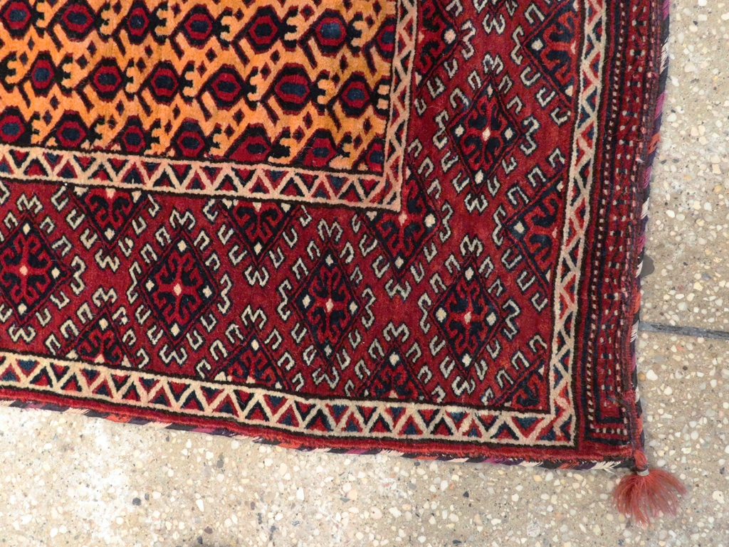 Vintage Central Asian Turkoman Tribal Throw Rug, No.29113 - Gss