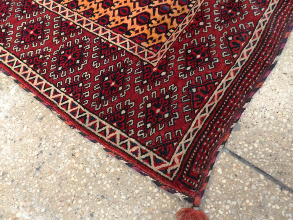 Vintage Central Asian Turkoman Tribal Throw Rug, No.29113 - Gss