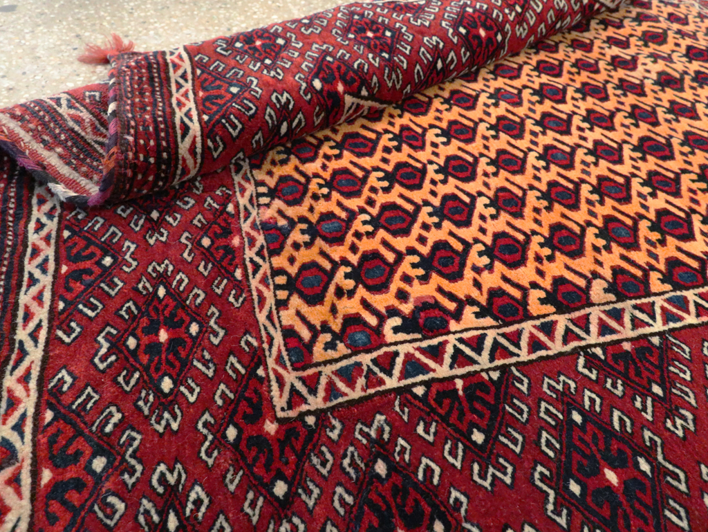 Vintage Central Asian Turkoman Tribal Throw Rug, No.29113 - Gss