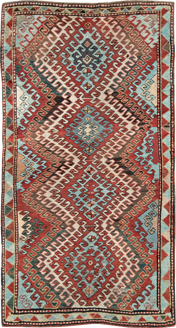 Antique Caucasian Kazak Throw Rug, No.29115 - Gss