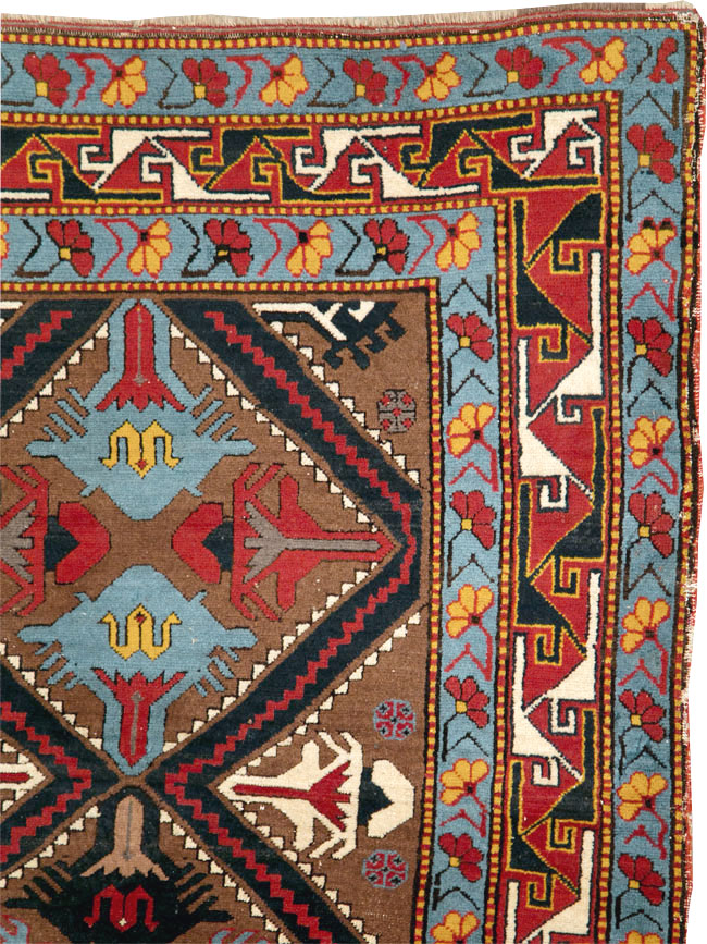 Antique Caucasian Throw Rug, No.29116 - Gss
