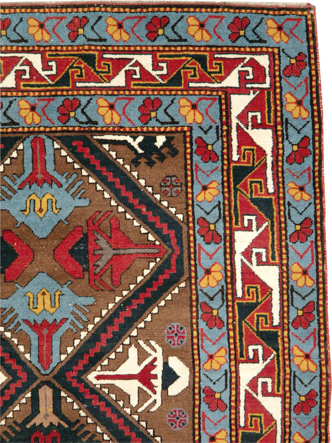 Antique Caucasian Throw Rug, No.29116 - Gss