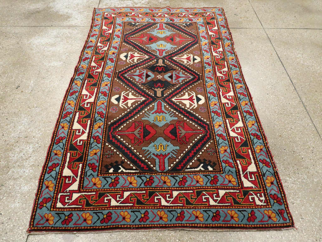 Antique Caucasian Throw Rug, No.29116 - Gss
