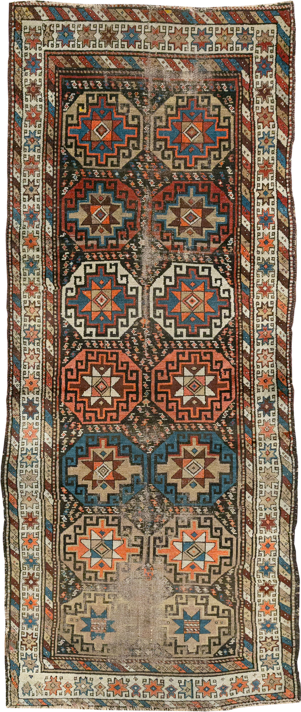 Antique Caucasian Kazak Runner, No.29117 - Gss