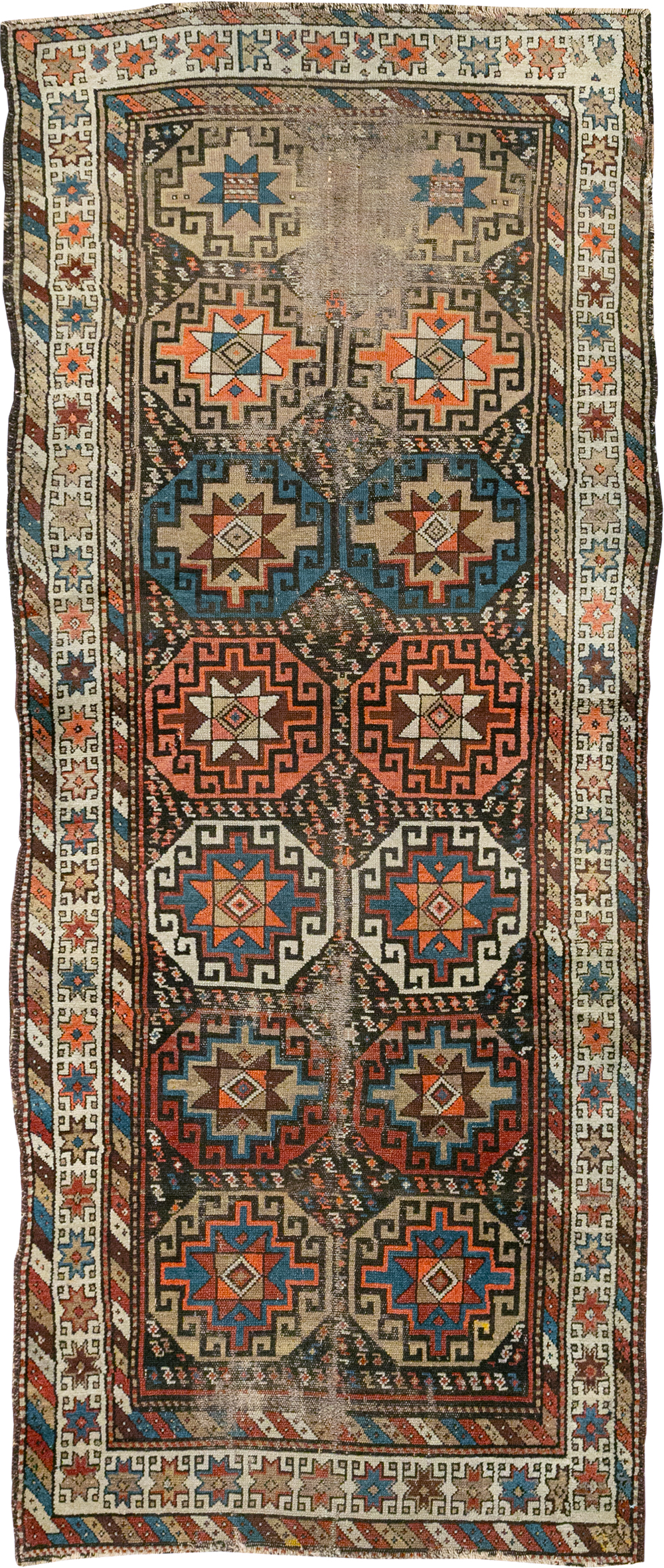 Antique Caucasian Kazak Runner, No.29117 - Gss