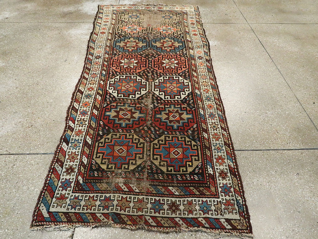Antique Caucasian Kazak Runner, No.29117 - Gss
