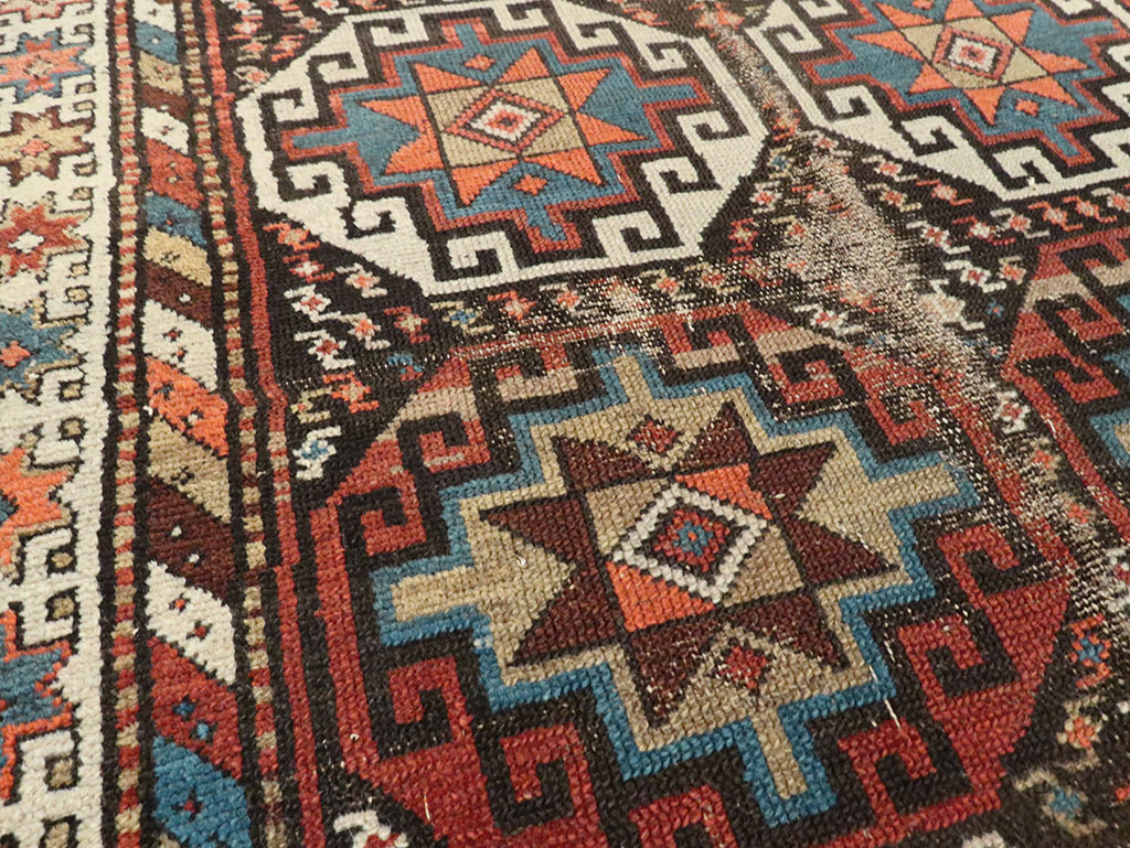 Antique Caucasian Kazak Runner, No.29117 - Gss
