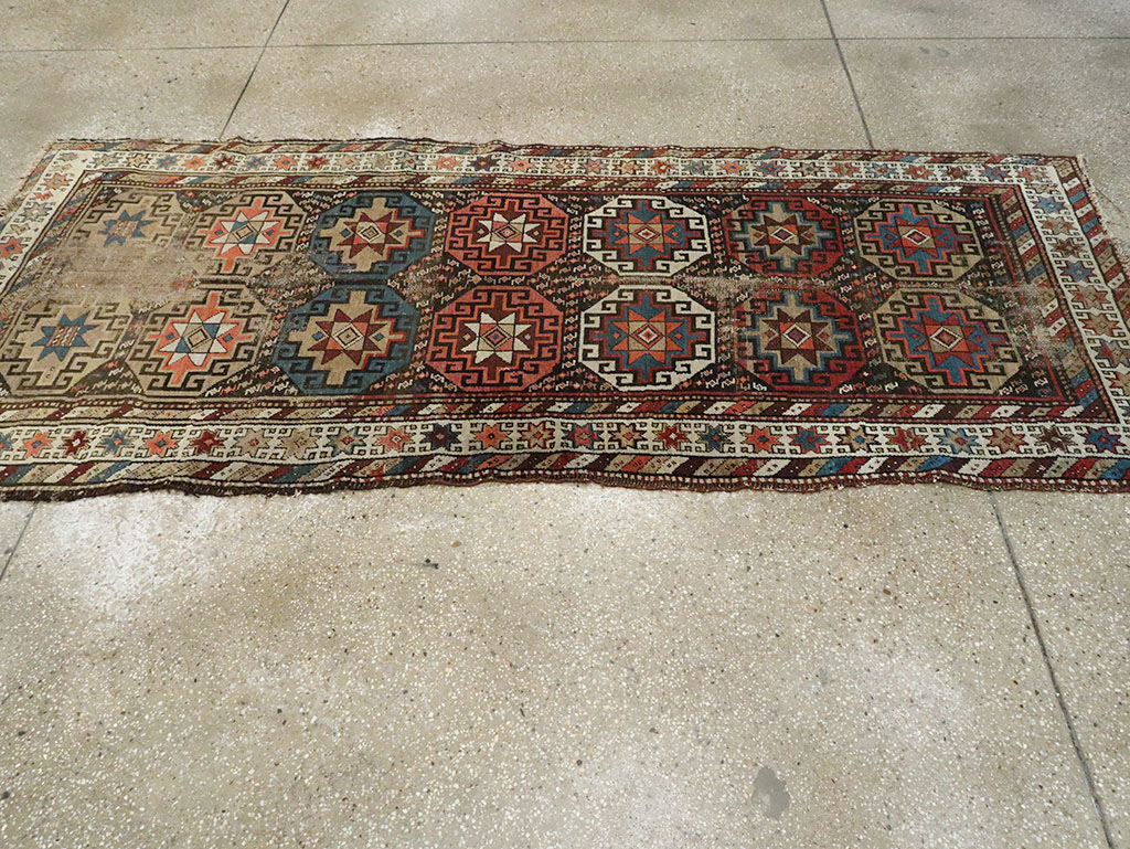 Antique Caucasian Kazak Runner, No.29117 - Gss