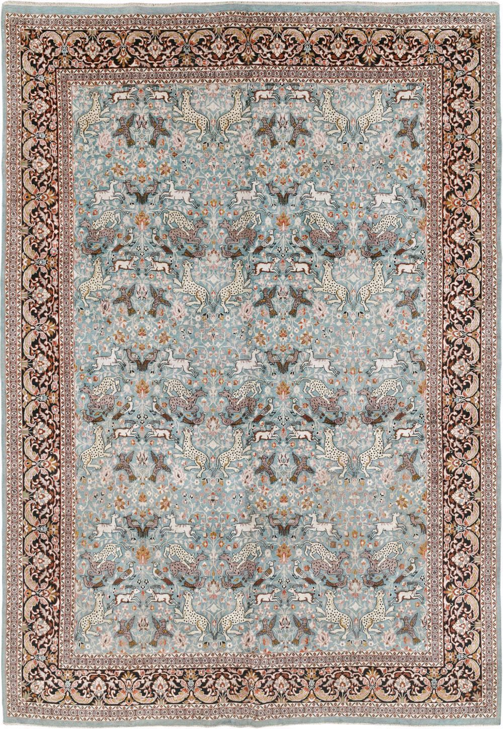 Vintage Indian Kashmir Pictorial Room Size Carpet, No.29124 - Gss