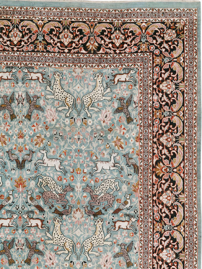 Vintage Indian Kashmir Pictorial Room Size Carpet, No.29124 - Gss