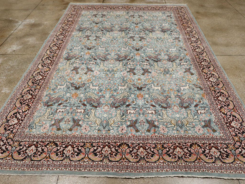 Vintage Indian Kashmir Pictorial Room Size Carpet, No.29124 - Gss