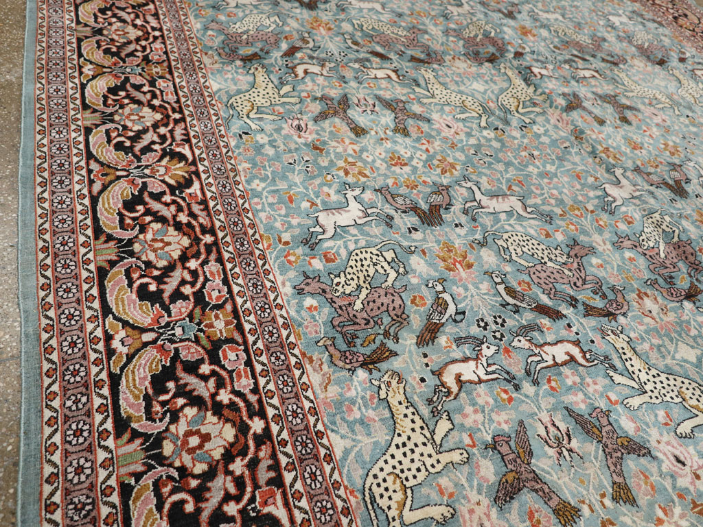 Vintage Indian Kashmir Pictorial Room Size Carpet, No.29124 - Gss