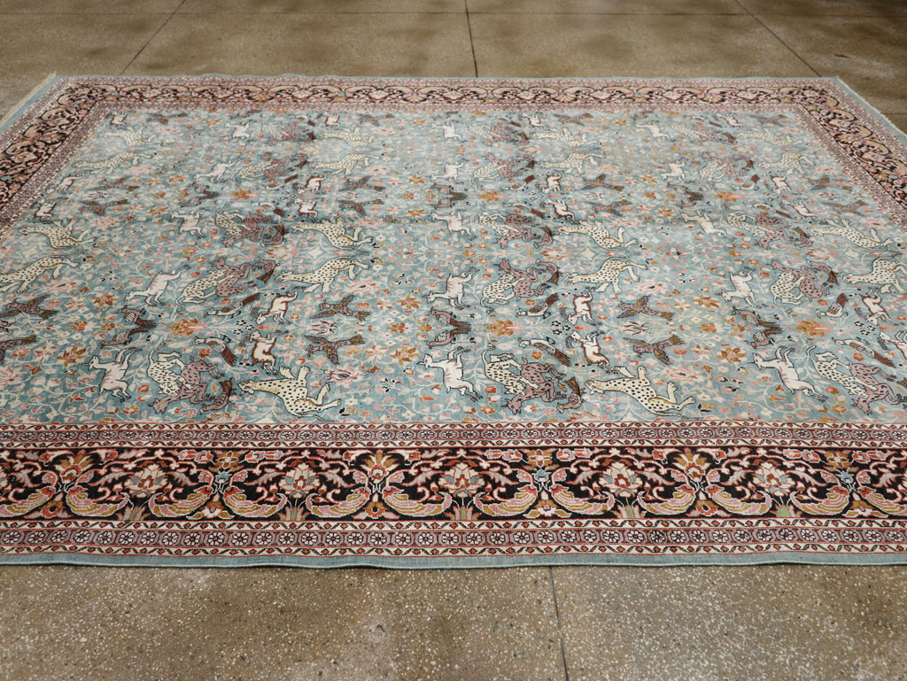 Vintage Indian Kashmir Pictorial Room Size Carpet, No.29124 - Gss