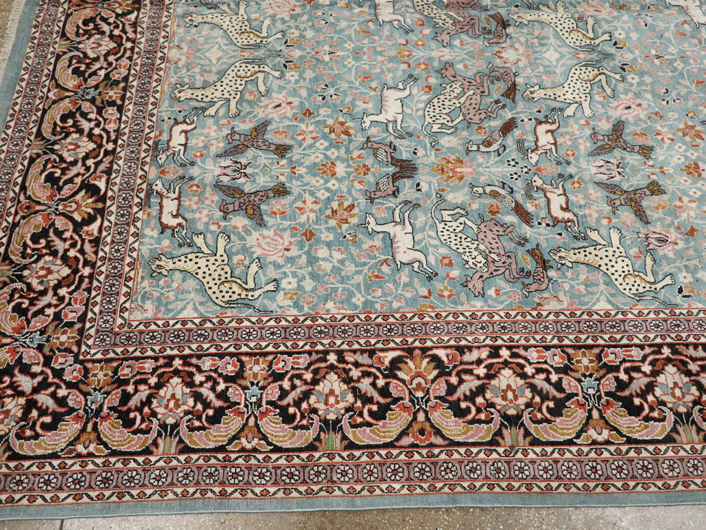 Vintage Indian Kashmir Pictorial Room Size Carpet, No.29124 - Gss