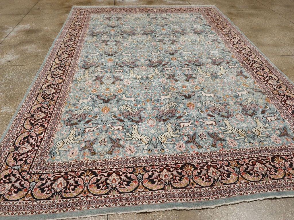 Vintage Indian Kashmir Pictorial Room Size Carpet, No.29124 - Gss