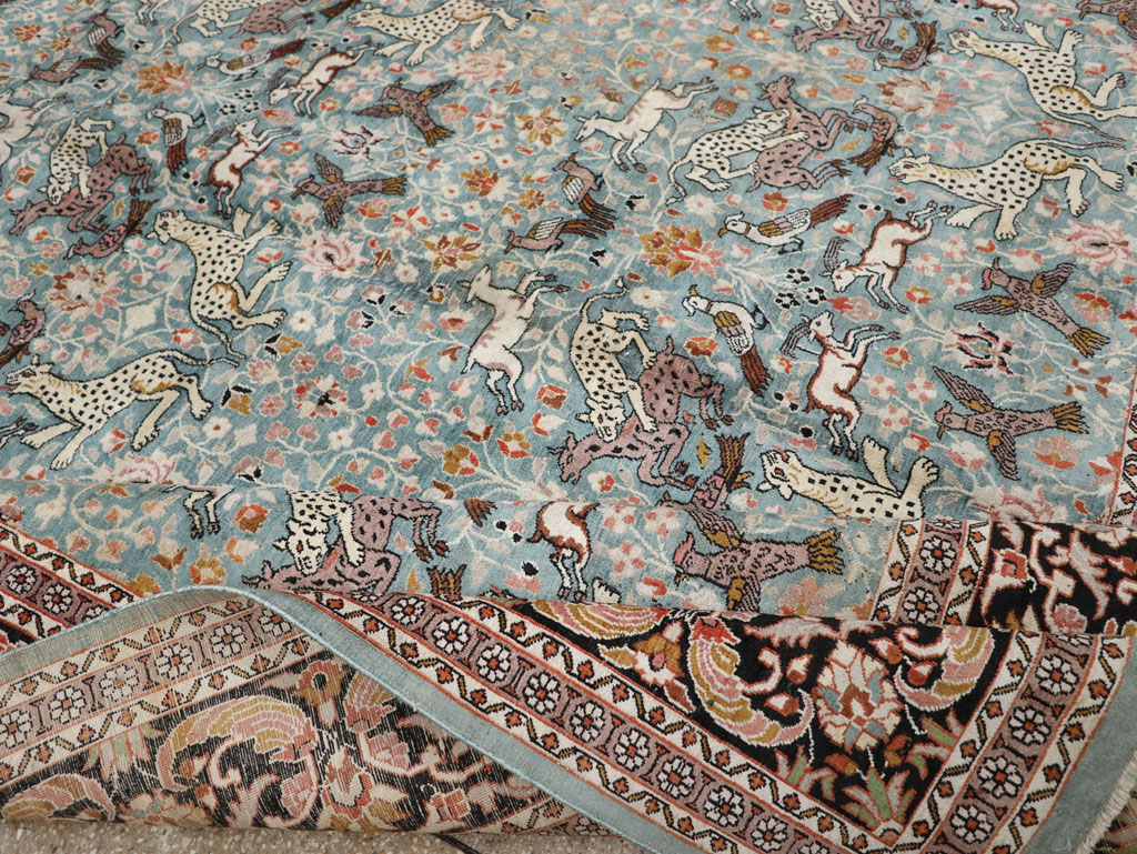 Vintage Indian Kashmir Pictorial Room Size Carpet, No.29124 - Gss