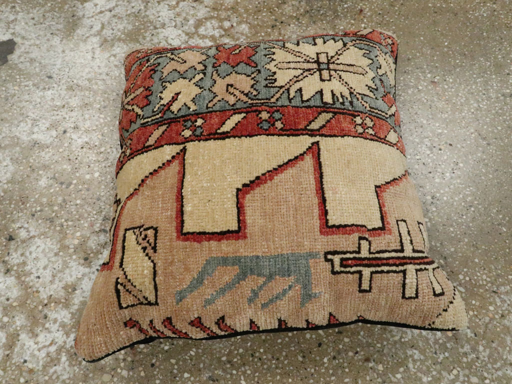 Antique Persian Serapi Square Pillow, No.29140 - Gss