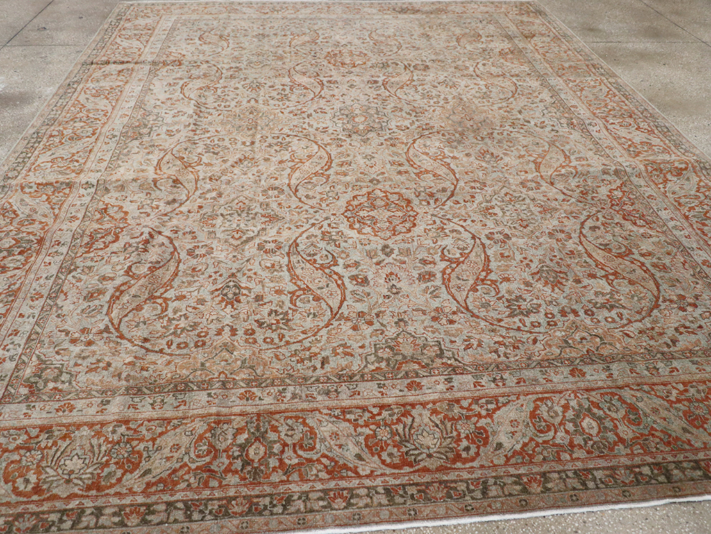 Antique Persian Tabriz Room Size Carpet, No.29146 - Gss