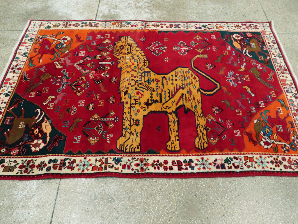 Vintage Persian Gabbeh Pictorial Accent Rug, No.29154 - Gss